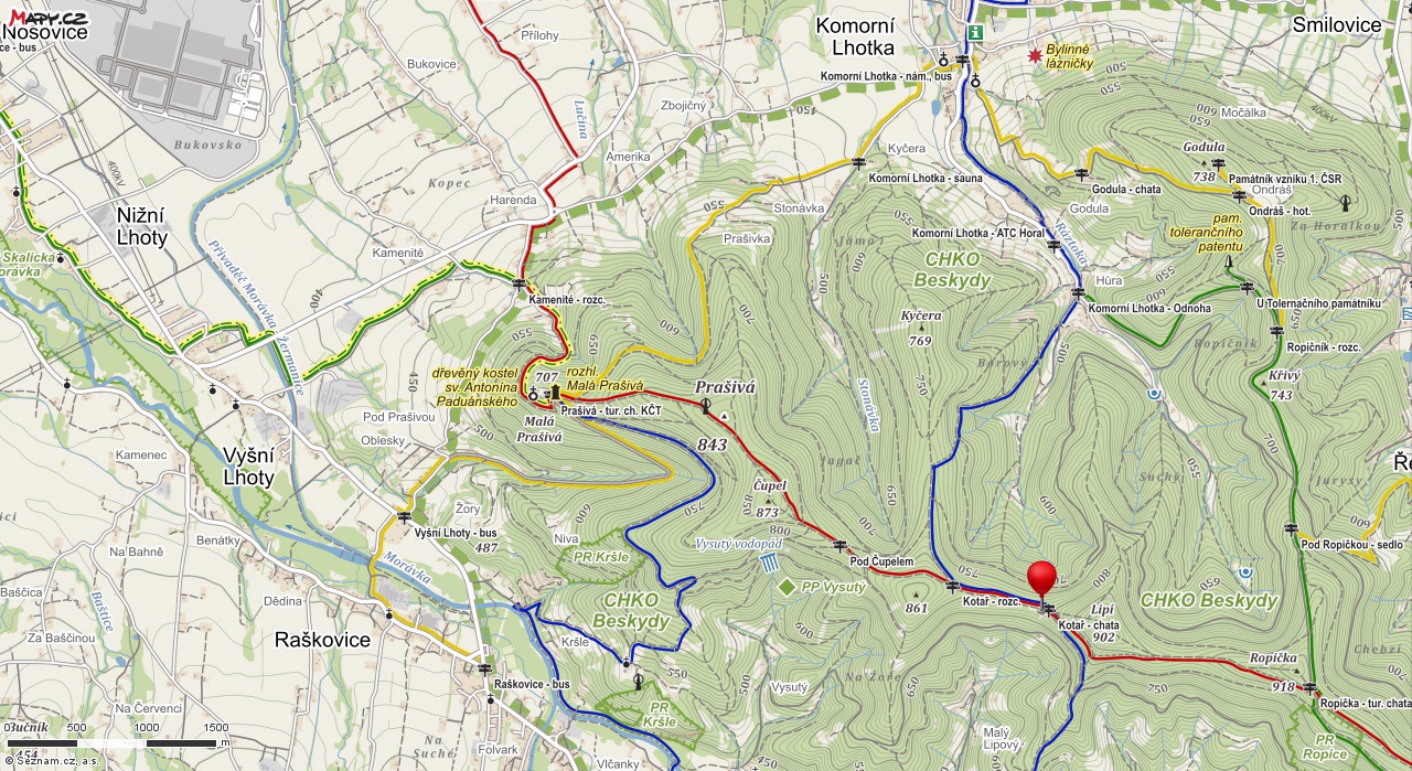 Prašivá - Kotař-mapa